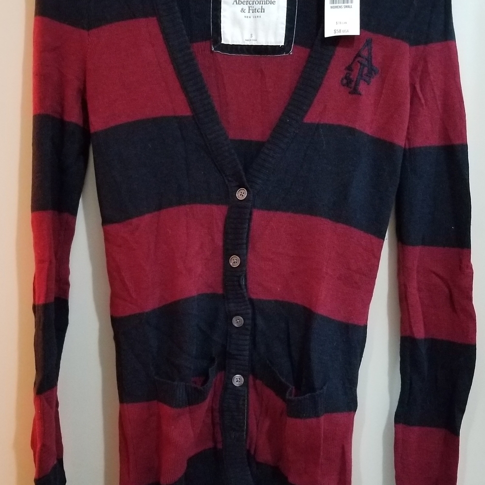 Red and Black Striped Cardigan